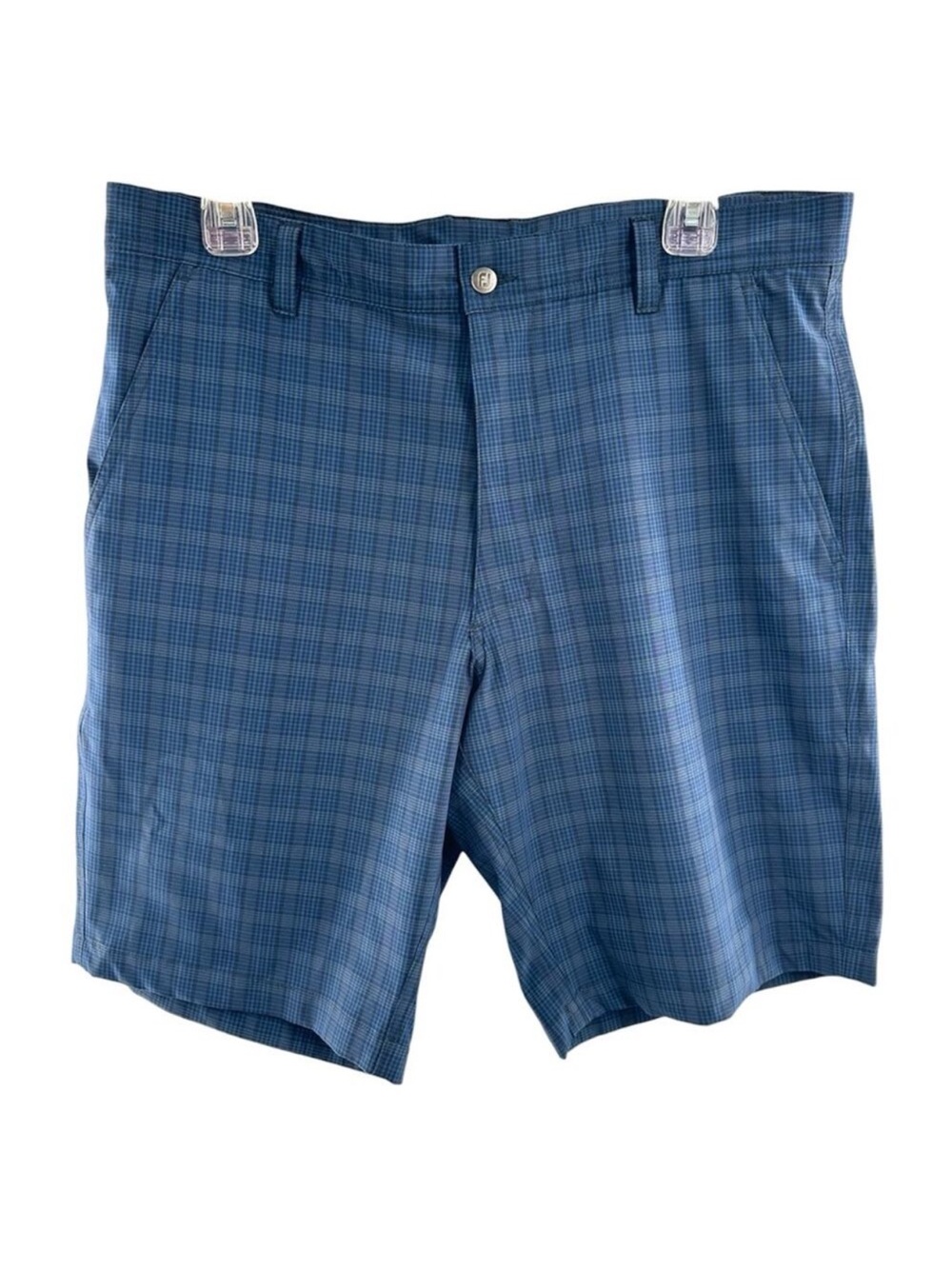 Footjoy Blue Plaid Lightweight Golf Shorts 10" Inseam Men's Size W34